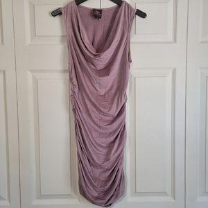 2B Bebe | Pink Ruched Midi Dress